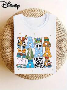 Authorized By Disney, Disney Toy Story MAMA Printed T-Shirts With Hudi Bass Lightyear Elements, Casual And Comfortable T-Shirts, Breathable And Lightweight, Fashionable Street Clothes, Casual Shirts For Men And Women, And Gifts For Disney Fans. - White - View 1