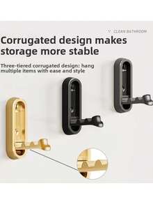 2个/4个可折叠隐形挂钩，锌合金材质，浴室墙钩，可伸缩，适用于衣柜、围巾、帽子、睡袍、钥匙、钱包、包包等，简约风格 - 彩色 - 查看 2