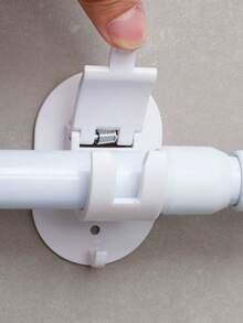 2pcs,4pcsLarge Japanese-Style Punch-Free Hanging Rod Clip, Telescopic Rod Hanger, Curtain Rod, Roman Rod, Shower Curtain Rod Claw Hook Clip Bracket - White 4-piece Set + 8 Screws + 4 Patches (excluding Rod) - View 11