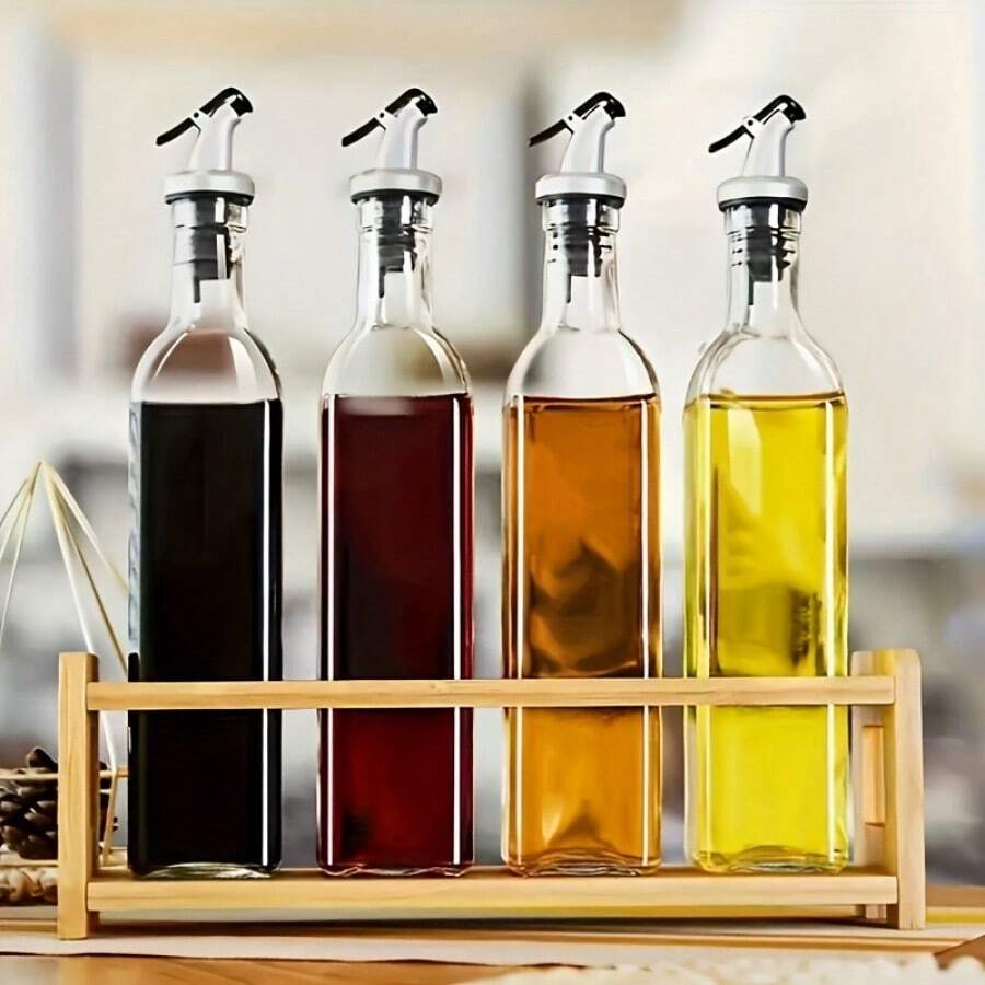 1/2/4pcs Set, 16.91oz Glass Oil Bottles With Pouring Spout, Olive Oil Bottles, Suitable For Cooking, Kitchen Baking, Kitchen Supplies