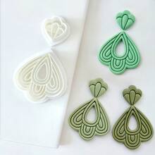 Set de 2 moldes de arcilla blanda en forma de corazón y gota de agua para hacer pendientes y joyas DIY - Blanco - Ver 6