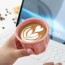 Arabian Ceramic Cup 250ml/8.5oz – Flower Pattern Cup, Matte Finish In Green, Pink, And Blue, Suitable For Coffee, Matcha, And Tea. - Multicolor - View 6