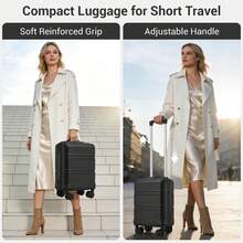 15-Inch Cabin Suitcase (40x30x20 Cm) Under-Seat Luggage, ABS/PC Hard Shell Trolley With 4 Removable 360° Swivel Wheels And 3-Digit Lock, Lightweight Small Travel Trolley For Christmas Holidays, New Year's Holidays, Solo Travel, Weekend City Breaks, Business Trips, Unisex For Women And Men - Black - 查看 4