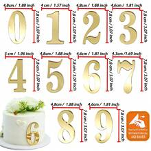 亚克力数字蛋糕装饰插牌，DIY纸杯蛋糕装饰，0-9数字，镜面金/银色插签，适用于婚礼蛋糕、生日派对、婴儿派对等场合 - 彩色 - View 4