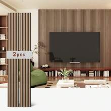 2 Pieces Of 90.55 "X11.02" Interior Wall Decorative Panels, 3D Grooved Wood Wall Panels, Wall Sound Insulation And Sound Absorption Wood Boards - 核桃 - 查看 5