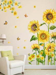 1 Set Sonnenblumen Blumen Wandaufkleber, selbstklebende dekorative Malerei für Wohnzimmer, Eingang und Schlafzimmer, abnehmbare PVC Wandtattoos - geeignet für Schlafzimmer, Zimmer, Klimaanlage, Flur, Eingang, Badezimmer und andere Anlässe, exquisites PVC Material dekorative Aufkleber - A - Übersicht 6