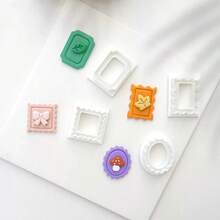 1pc Soft Clay Basic 3D Geometric Shape Square, Circle, Curved Frame Mold For Earrings, Necklaces, DIY Crafts - White - View 11