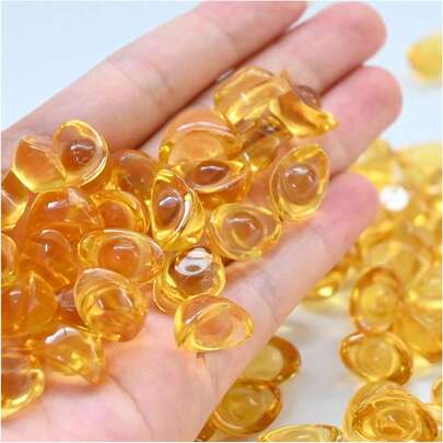 50pcs Gold-Plated Chinese Glass Ingot Decorations, Auspicious Ornaments Suitable For Aquarium/Garden Decor, Office Decoration