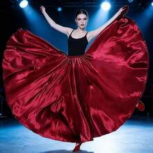 1pc Fashion Dancing Long Dress, Women's Satin Double Slit Full Sequin Dress, Inspired By Belly Dance Flamenco Dress, Suitable For Festivals, Parties, Nightclubs, Beaches, Boho Vintage Style - Multicolor - View 2
