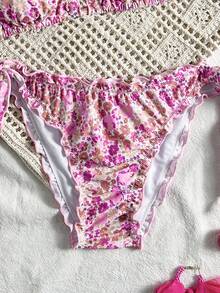 Bộ bikini 2 mảnh ren hoa dễ thương dành cho nữ, thích hợp cho kỳ nghỉ hè trên đảo và đi biển. - Nhiều màu - Xem 4