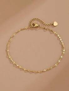 1pc Heart Decor Anklet Valentines, Fashionable Accessories - 1pc - 查看 1