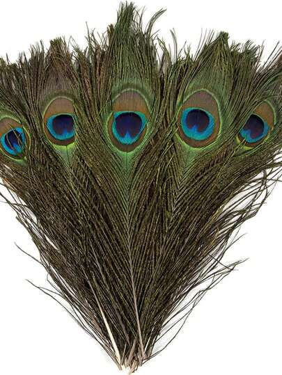 1 paquete de 10 piezas de plumas de pavo real reales de 23-30 cm/9.2-12 pulgadas para manualidades, joyería DIY, decoración de jarrones y mesas, plumas para actuaciones, bodas y accesorios de vestir