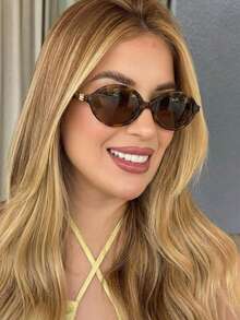 Women's Retro Semi-Round Sunglasses With UV400 Protection, Fashionable 2026, Durable, Stylish Oval. - Multicolor - View 3