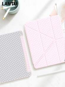 1个粉色波点设计平板电脑保护套，Y型折叠支架保护套，兼容苹果10.2英寸/11英寸（2020/2021款）、(A16) 11英寸第11代（2025款）、第9/10代、苹果Air 4代10.9英寸、三星Galaxy Tab S6 Lite 10.4英寸等，防摔，带笔槽，支持睡眠/唤醒功能，圣诞礼物/新年礼物（2026款）。 - 彩色 - 查看 3