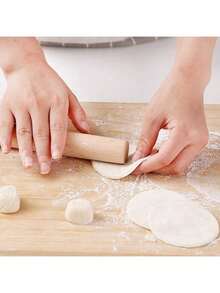 1pc Baking Rolling Pin, Solid Non-Stick Dough Roller, Kitchen Tool, Suitable For Holiday, Wedding, Kitchen - Khaki - View 4