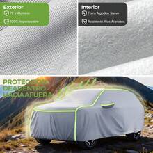 Cubierta para Auto, Funda de Coche Exterior para SUV, Funda para Coche con Tiras Reflectantes, Lona para Auto Impermeable, Antipolvo, Antilluvia y Antiuv, Protege tu Coche de Arañazos(Plata) - SUV Negro - Ver 2