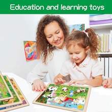 Wooden Puzzles For Ages 3-5 6 Packs 24 PCs Jigsaw Puzzles Preschool Educational Brain Teaser Boards Toys Gifts For Wood Puzzles For 3 4 5 6 Year Old Boys Girls - As Pic - View 3