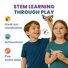 DIY Build Your Own Space Shuttle Toy Model - Wooden Kit W/Stickers - Wood Building Kit For Boys Girls - Toy Spaceship Stem Toys For Ages 4-10 - Wood Crafts For - STEM Woodworking Kits - SpaceShuttle - View 5