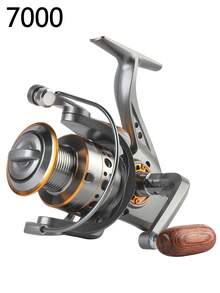 BILLINGS Spinnrulle, spinnfiskerulle för sötvatten och saltvatten, max drag 26LB, utväxling 5,2:1, 1000-7000-serien med metallvikningsvippa och aluminiumspole - Silver - Visa 12