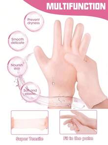 1Pair Purple Moisturizing Hand Gloves, Dry Cracked Skin Softening Exfoliating Feet Hand Care Tools, Soft Silicone Gel, Skin Repairing, Reusable, Suitable Hand Care, Beige/Pink,Hand Care,,Care Tools, Soft Silicone Gloves, Gel Spa Moisturizing Gloves, Aloe Vera Lotion Gloves Repairing Dry, One Size Fits All, Home Hydration, Moisturizing Hand Gloves,My Mother,Mother's Day,Travel Accessories - Multicolor - View 5