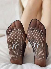 10双装硅胶点粘防滑透明连裤袜，超薄透明玻璃丝袜，防勾丝耐用隐形水晶袜，5D无缝钢丝袜，超薄冰丝隐形短袜，口罩袜，防滑水晶点粘袜 - 杏色 - 查看 7