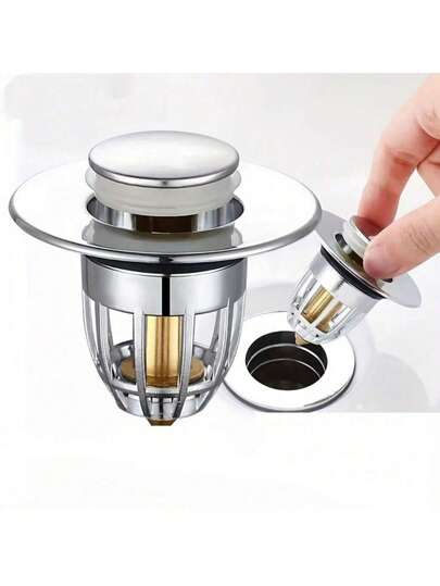 1/2pcs Bathroom Sink Drain Catcher, Universal Diameter 3.3cm-4cm, Spring-Loaded Bathtub Drain Cover, Plastic Core Press-Type Sink Drain Filter, Hair Catcher, Food Residue Strainer, Bathroom Accessories & Tools/Bathroom Essentials