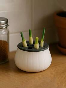 1pc Garlic, Green Onion, Home Gardening, Hydroponics, Chives Garlic Green Onion Regenerative Farm, Gardening Plastic Pots, Vases, Seedling Trays, Hydroponics Planter, Abundant Planting, Regenerative Planter, Simple Home Use Cyclic Harvesting, Soil-Free Hydroponics Box, Grow Plants Unaffected By Seasons - Reusable - 7-hole Hydroponic Regeneration Pot - View 1