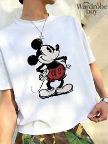 1PC Disney Printed T-Shirt,Disney Mickey And Minnie Couple Outfits T-Shirt,High-Quality Pure Cotton T-Shirt,Suitable For All Seasons, Comfortable And Breathable| Exquisite Design | The Best Choice For Giving Gifts - 白人 - 查看 2