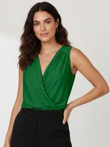 Stylish Crossover Tank Top In Supplex - lá cờ xanh - Xem 1