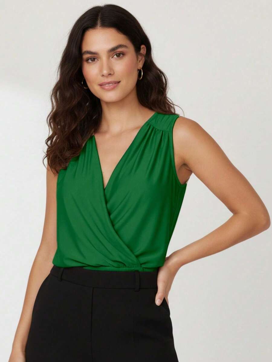 Stylish Crossover Tank Top In Supplex - lá cờ xanh - Xem 1