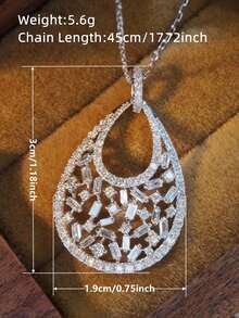 1 PC Elegant Cubic Zirconia Necklace Pendant For Women Valentine's Day Gift Wedding Jewelry - 1# - View 8