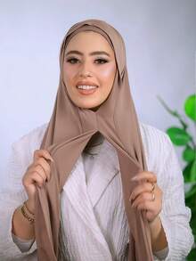 1pc Instant Jersey Hijab With Undercap, Silky Soft Breathable Fabric, Matching Jersey Hijab Scarf, Suitable For Daily Wear, Festivals, Prayers, Pilgrimage - Multicolor - View 15