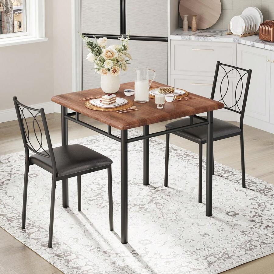 Dining Table & Chair Sets - Nogal Table + 2 Chairs - View 1