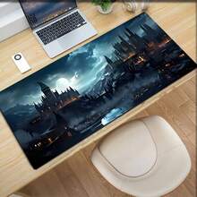 1pc Dark Castle Super Cool Large Gaming Mouse Pad, Thick Desk Mat, Non-Slip Rubber Material Mouse Pad, Great Gift For Friends - Dark Night Castle - View 8