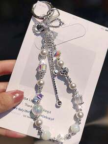 Crystal Butterfly Decor Phone Lanyard, Delicate Beaded Wrist Strap, Outdoor Travel Shopping Anti-Lost Phone Holder, Fashionable Phone Case Hanging Rope - Multicolor - View 17