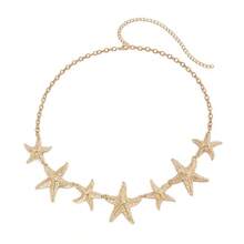 Starfish Flower Waist Chain Pearl Accessories Bohemian Versatile Belt Women's Dress High-End Dress With Waistband Metal Retro - Gold - View 9