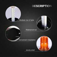 35-LED 360 grados Mini faro ámbar luz de advertencia Strobe compatible con CAT E3500 48V, E4000 36V / 48V, E5000 36V / 48V eléctrico Rider elevadora elevadora izquierda luz Strobe, 10-110 VDC, Burst Flash, camión elevador o luz de señal indistrial Ámbar magnético llevó luces Strobe para carretillas elevadoras de golf UTV coches camiones tractor, 12V 24V  de advertencia techo superior parpadeo emergencia faro - A - Ver 8