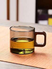 1个/6个装木柄玻璃杯，高硼硅玻璃茶杯，大容量饮用水咖啡杯，家用奶茶果汁单层杯，小容量现磨咖啡杯，胡桃木柄咖啡杯，家用早餐奶茶杯及饮料杯，节日礼物，母亲节礼物，父亲节礼物，派对杯 - 彩色 - 查看 11