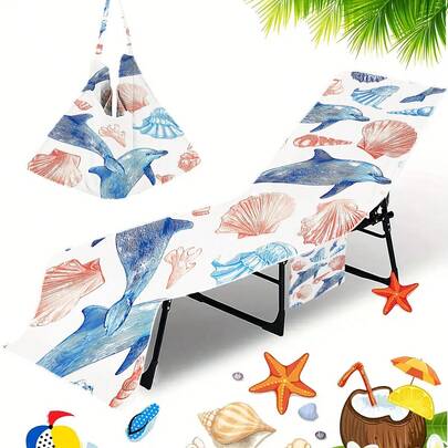 口袋式沙滩巾，适用于日光浴躺椅、便携式日光浴床巾、超强吸水速干旅行沙滩椅套，适用于日光浴躺椅、泳池椅（75x210）