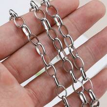 1m Stainless Steel Gold Oval Chain, Wide Cross Chain Suitable For DIY Necklace, Bracelet, Jewelry Making - Chain - View 5