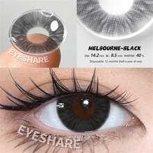 EYESHARE 1Pair Color For Eyes Brown Eye Makeup Contact Black Lenses High Quality Blue Lenses Gray Eyes Contacts Fashion Eye Lenses For Wedding Valentine's Day Gifts , 1Yearly Disposable , 14.2mm, Suitable For Daily Dates And Holiday Activities - Melbourne Black - View 3