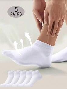 5/10双装白色低帮夏季休闲短袜，薄棉袜，女士款，适合上学、旅行、度假、商务/通勤等场合。 - 白色 - 查看 4