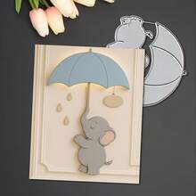1pc Elephant & Umbrella Metal Cutting Die Template, Suitable For Handmade Card Decoration Cutting, Gift Card Making - A - View 9