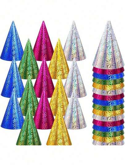 12pcs Soft Color Tone Party Hats, Birthday Party Cone Hats, Cute Cake Cone Birthday Paper Hats, Adorable Crowns, Adult Birthday Party Hat Assortment, Bridal Shower Bachelorette Decorative Hats, Multicolor Hats With Golden Decor, Birthday Party Hats, Party Supplies - Ice Cream Cone Design, Multiple Colors (Pink, Purple, Light Blue), Ideal For Birthday, Summer Celebrations And Hawaiian Themed Events, Hawaiian Party Decorations