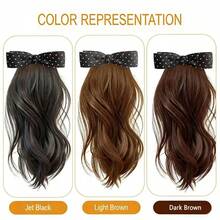 Bowknot Polka Dot Ponytail Clip-On Wig, Natural Fluffy Synthetic Hair Extension For Ponytail - Multicolor - View 6