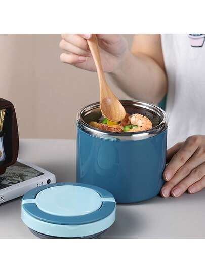 不锈钢保温饭盒，带盖带提手，适合盛装米饭，圆形密封大容量早餐杯，适用于露营、野餐、学校、办公室和大学等场合，热销低价保温饭盒，保温餐盒，耐用易清洁不锈钢材质