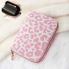Portátil con cremallera y diseño impreso de moda, mini titular de tarjetas, con diseños florales y de estampado de leopardo, súper delgado con múltiples ranuras para tarjetas, bolsillo con cremallera, llavero, ideal para tarjetas, monedas, efectivo, ligero y compacto, accesorio de viaje, festivo y de compras - Multicolor - Ver 20