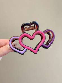 1pc Heart Shaped Hair Claw Clip For Women - Multicolor - View 2