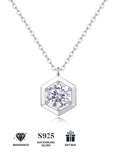 925スターリングシルバー モアッサナイト ネックレス、低アレルギー性ミニマリストペンダントネックレス、バレンタインデー、母の日、誕生日、彼女、妻、母への贈り物に最適(ギフトボックス付き証明書)