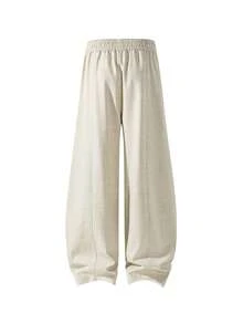 1 chiếc quần dài nam màu mơ pha vải lanh, quần ống rộng dáng suông, thích hợp mặc đi biển, nghỉ dưỡng, cạp chun, ống rộng, kiểu dáng nghỉ mát, có thể giặt máy, quần dài mùa hè cạp cao, dáng rộng xếp ly, ống đứng thoải mái, phù hợp cho kỳ nghỉ, đi biển, mặc ven biển. - Màu be - Xem 8